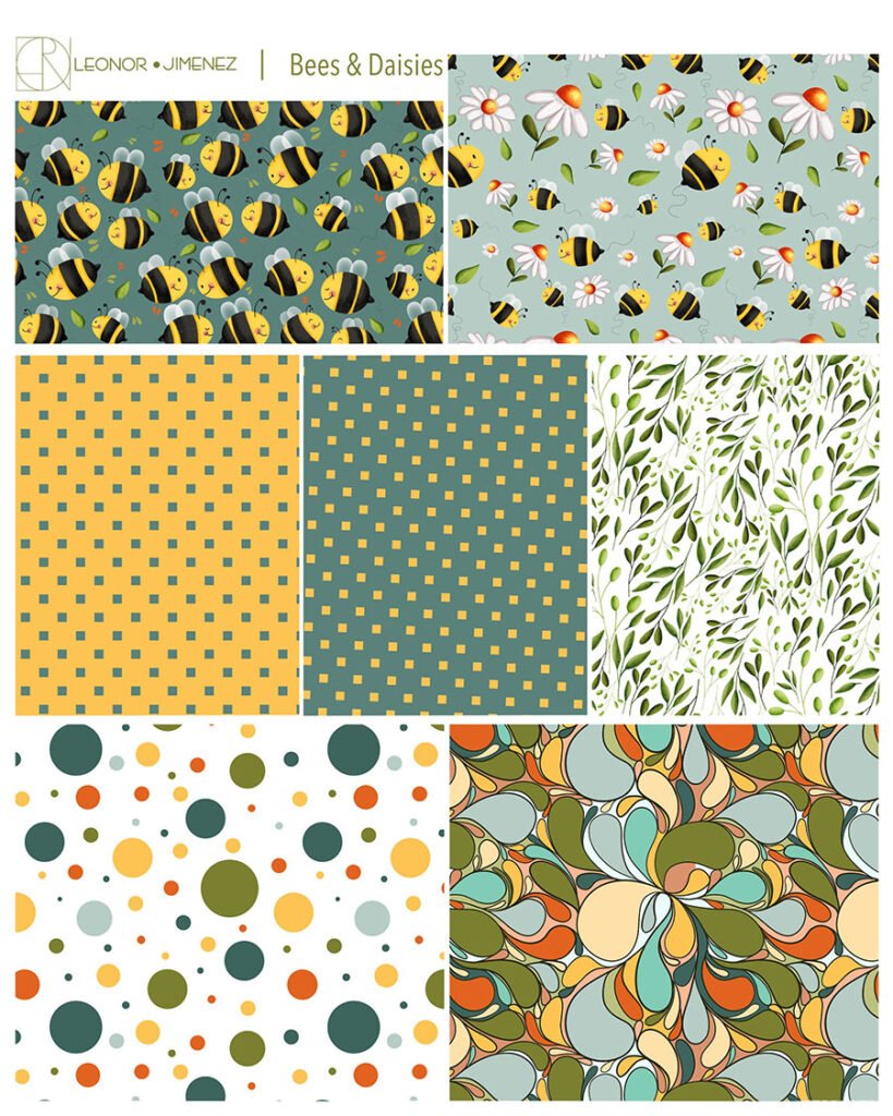 Bees-and-Daisies-Seamless-Pattern
