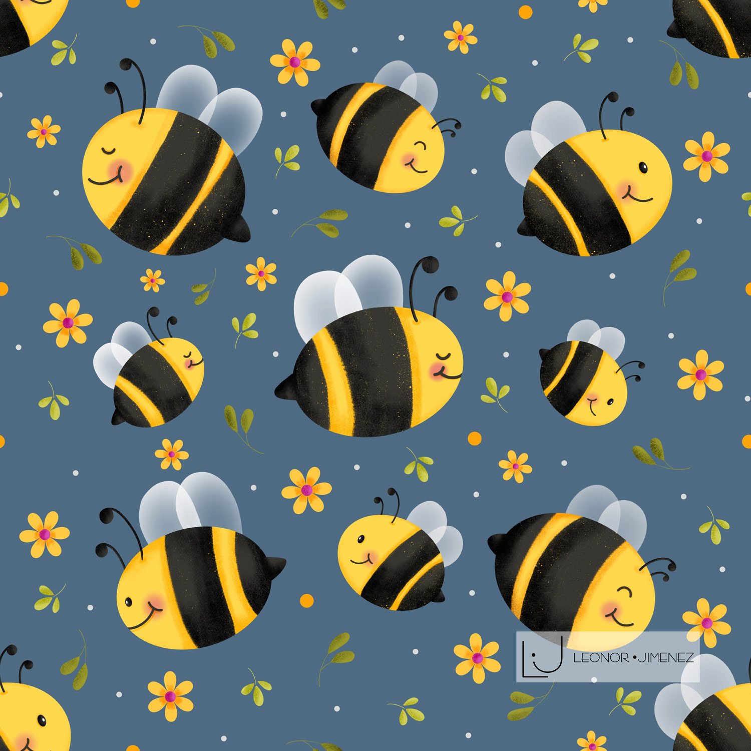 Bees-and-flowers-seamless-pattern