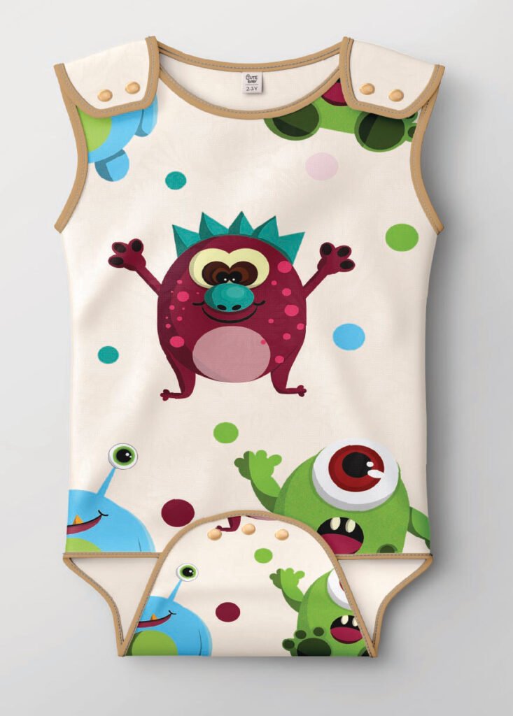 Monters-Illustration-On-Child-clothes=Mockup