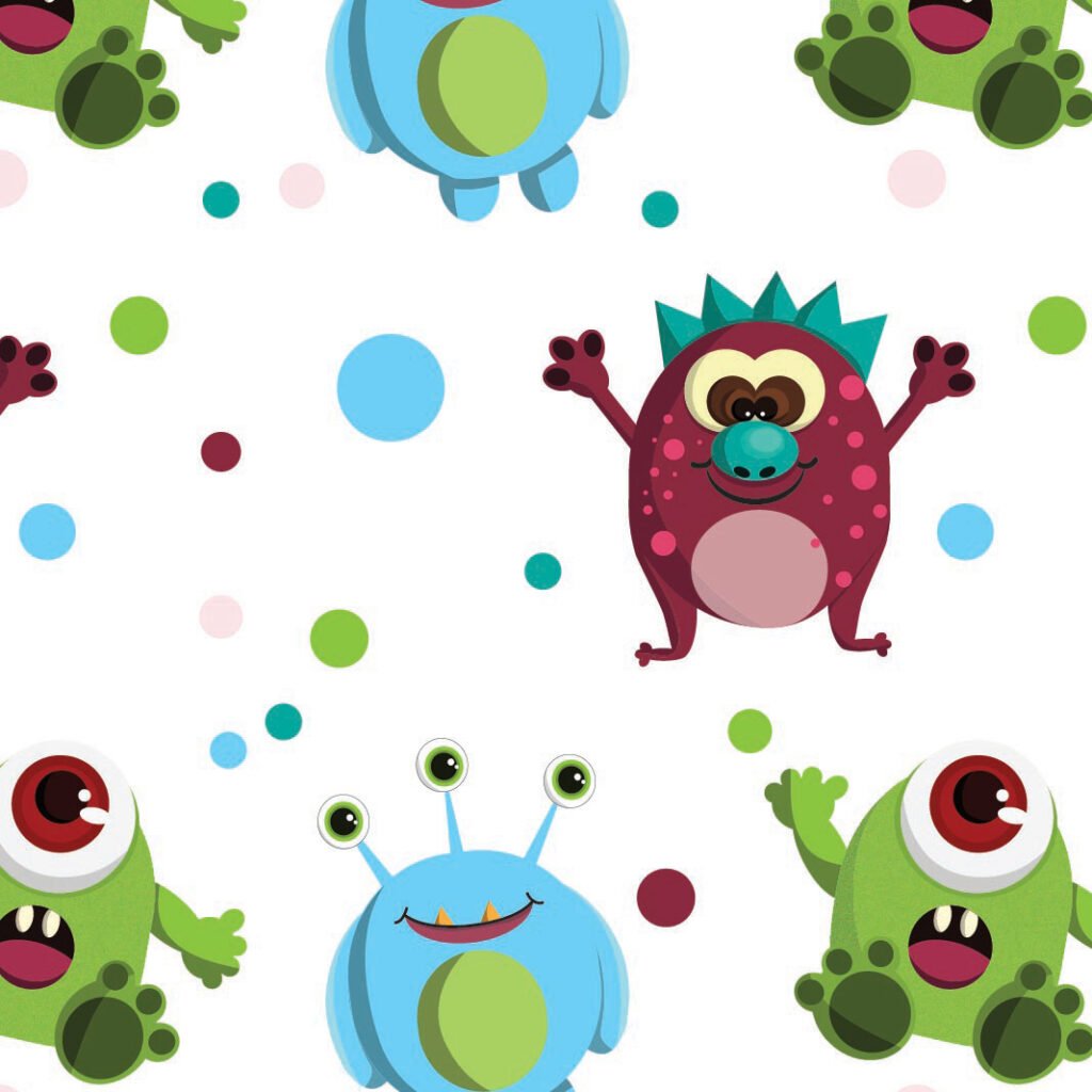 Monsters-Illustration-Adobe-Illustrator-Seamless Pattern